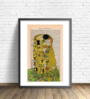Kunstdruck "der Kuss von Kliemt" Auf Alter Buchseite | Readable Art