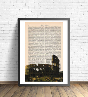 Alte Buchseite Bedruckt mit "Kolosseum" Von Van Wittel | Readable Art