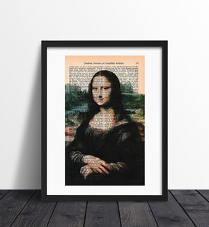 Alte Buchseite Kunstvoll mit Mona Lisa Bedruckt | Readable Art