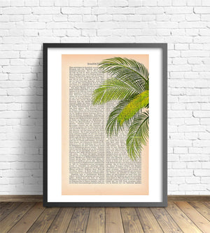 Alte Buchseite Kunstvoll Zur Deko mit Palme Bedruckt | Readable Art