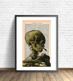 Alte Buchseite Bedruckt mit Skelett Von Van Gogh | Readable Art