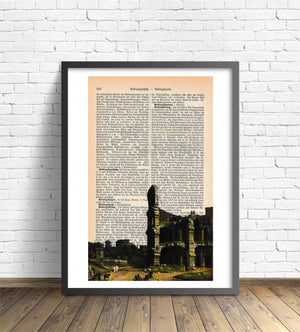 Alte Buchseite mit "Kolosseum Von Van Wittel" Bedruckt | Readable Art