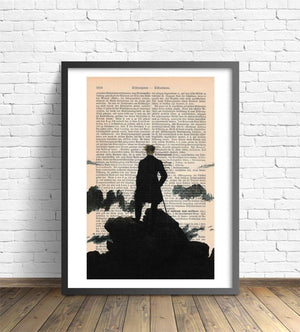 Alte Buchseite Bedruckt mit "Wanderer" Von Friedrich | Readable Art